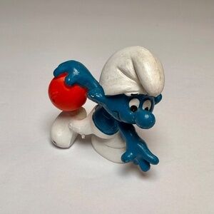 Vintage Bowling Smurf Figurine 1978 Schleich Peyo Made in Germany Smurfs